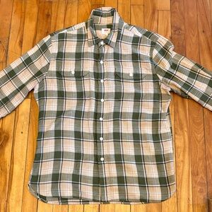 Levi's Olive & Cream Plaid Button-Down Shirt - Men's Size LARGE